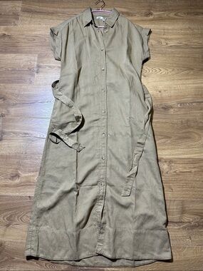 Faherty Arlie Short-Sleeve Button-Front Midi Shirtdress Size Small